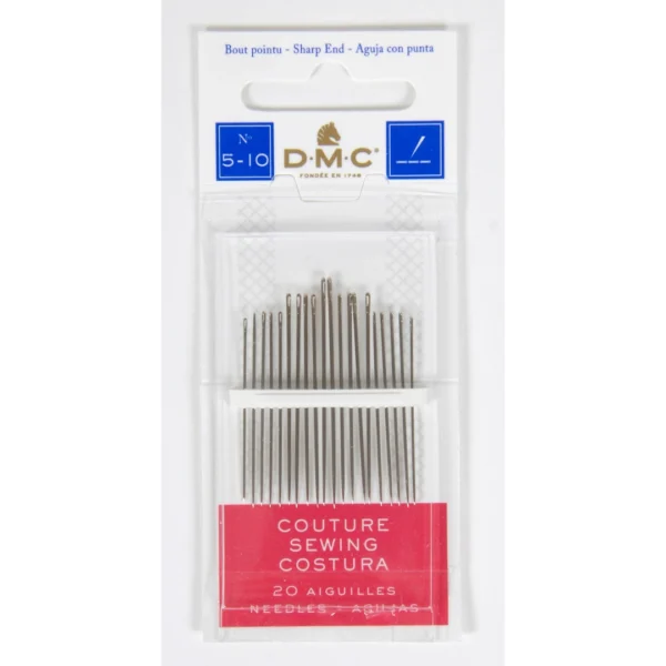 Agulha DMC de costura com ponta, 12 cartelas com 20, 5-10