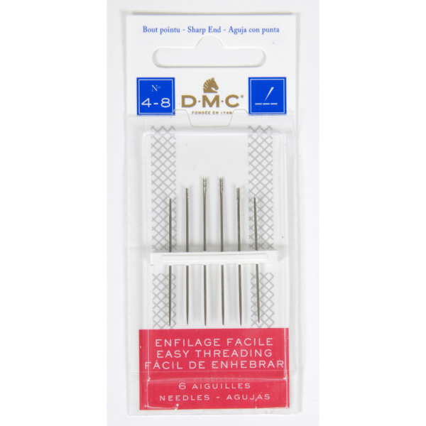 Agulha DMC de costura com ponta, 12 cartelas com 16, 1-5